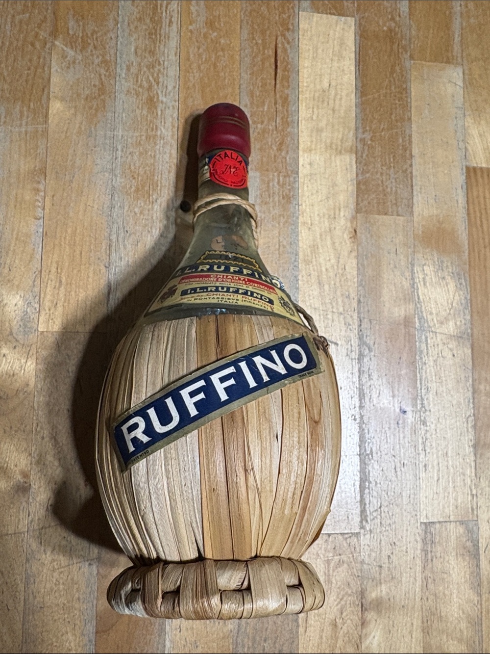 Ruffino Woven Chianti Bottle- vintage 1971